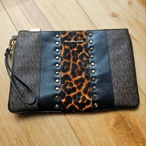 Michael Kors Leopard Print Large Clutch